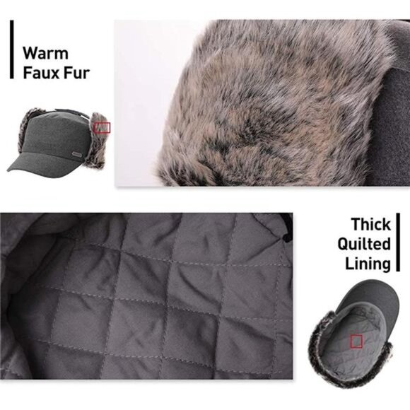 Unisex Winter Earflap Trapper Ski Hat